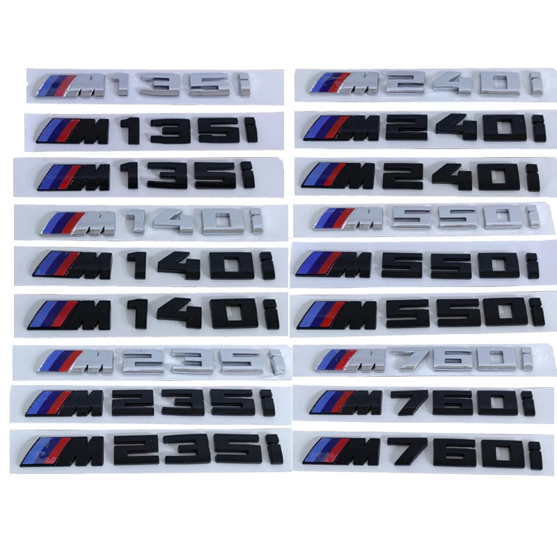 3d ABS Chrome สีดํารถด้านหลังสัญลักษณ์โลโก้สําหรับ BMW M135i M140i M235i M240i M550i M760i รถสติกเกอ