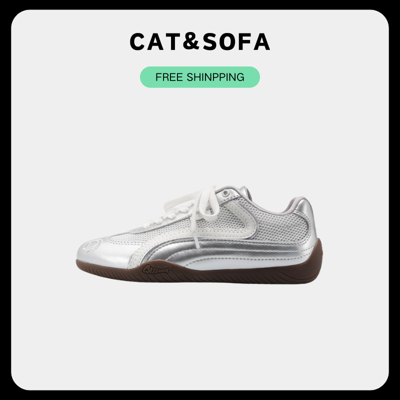 CAT&SOFA [พร้อมส่ง] Cat and Sofa Emoji-Lab รองเท้าส้นแบน Silver Headphones Shoes Racing Flat Shoes f