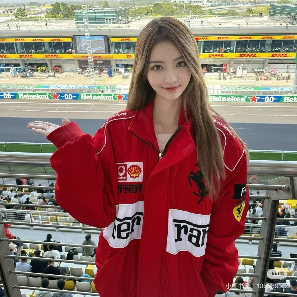 แจ็คเก็ตเรโทรสำหรับขับมอเตอร์ไซค์แขนยาว แบบVintage ผ้าฝ้าย ปี2025 สีดำ สีแดง และสีชมพู - รูปที่ 6