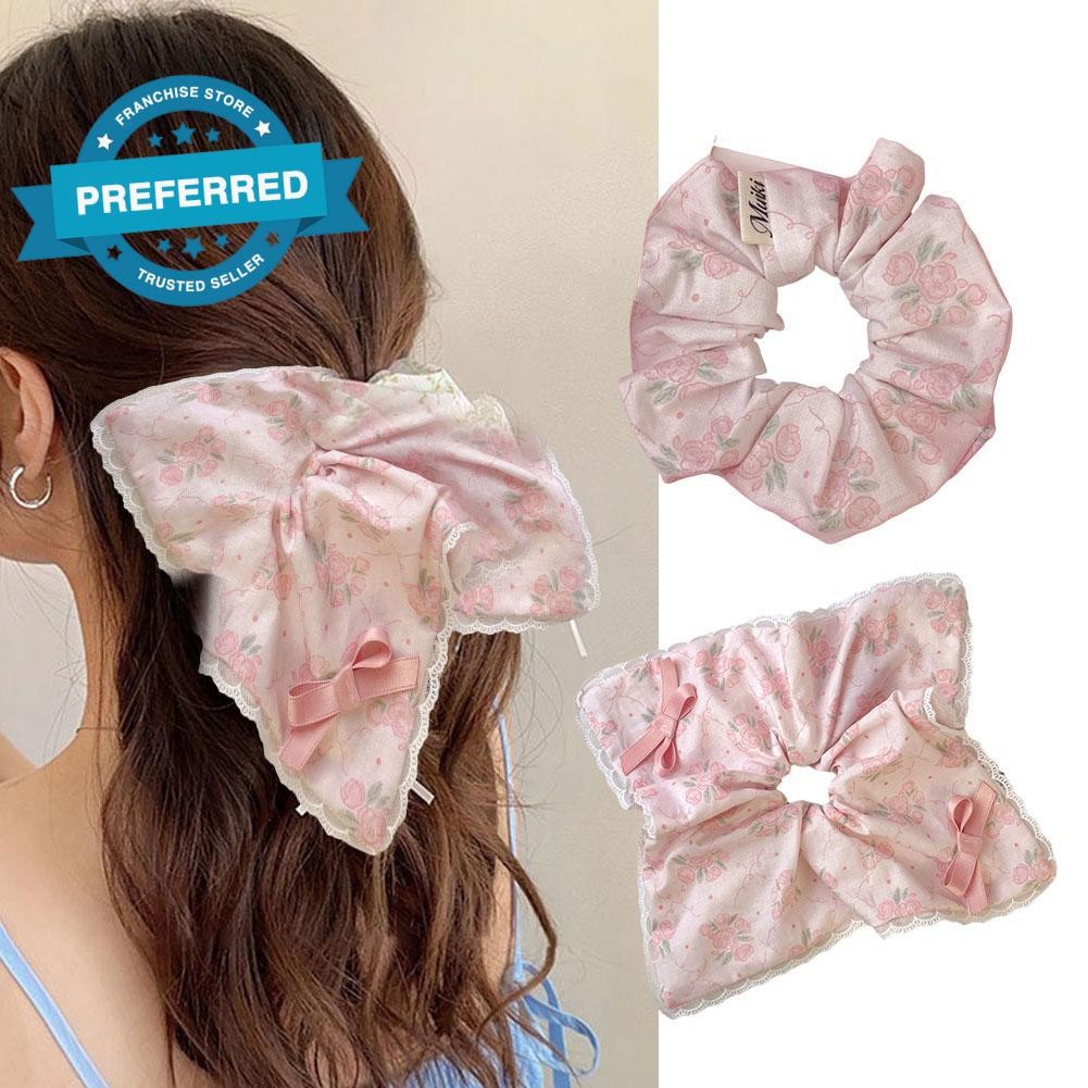 Cloud Edge Flower Shop ดอกไม้กุหลาบเกาหลี Girly อุปกรณ์น่ารัก แหวนผม ผมสีชมพู Z8w9