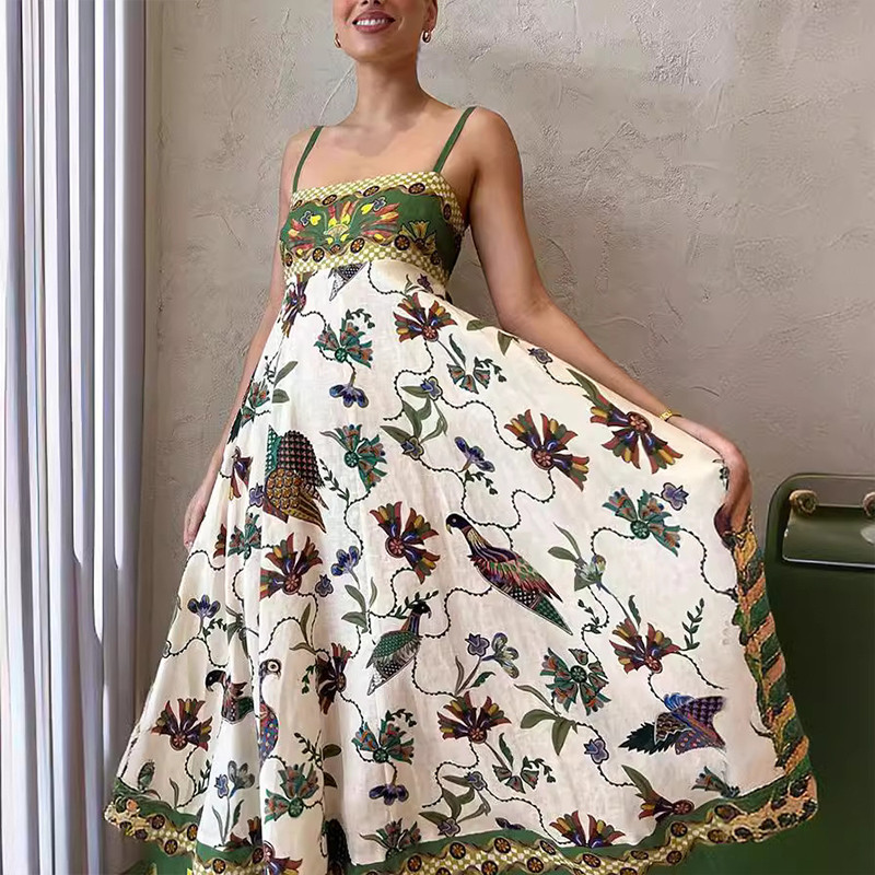 ชุดเดรสเรียบหรู พิมพ์ลาย สายเดี่ยว แขนกุด-MTY - รูปที่ 5