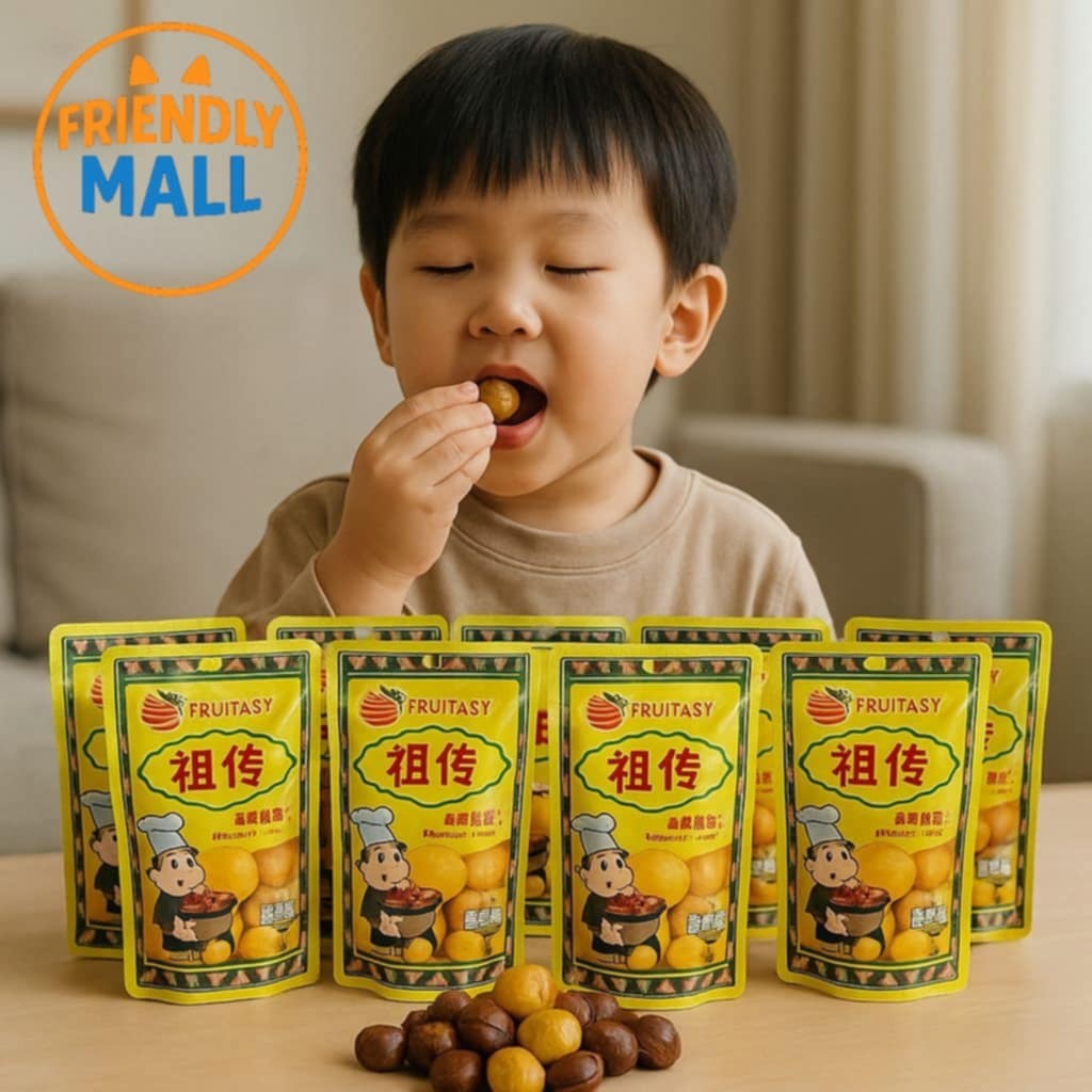 (10ห่อ) เกาลัดอบ แกะเปลือก ขนาด 80 กรัม ตรา Fruitasy