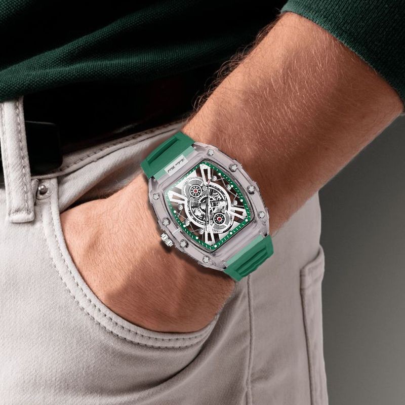 Jh Charlie Watch Boys Non-Automatic Mechanical Hollow Transparent Case Top Ten Brands อินเทรนด์กันน้