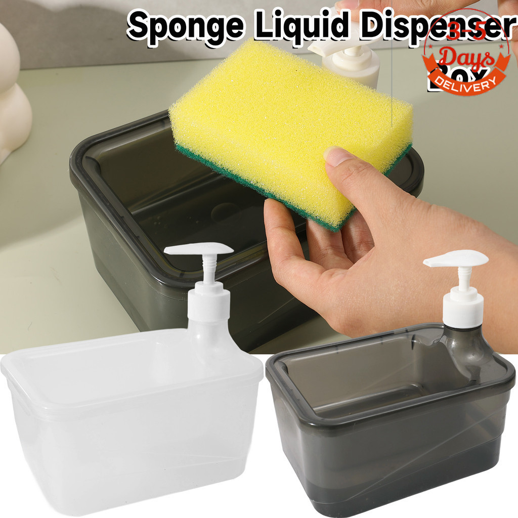 [จัดส่ง 3-5 วัน]กล่องจ่ายของเหลวแบบปุ่มเดียวพร้อมฟองน้ําเครื่องมือทําความสะอาดพลาสติกป้องกันการรั่วสําหรับพื้นผิวการออกแบบมินิมอลประหยัดพื้นที่สําหรับใ