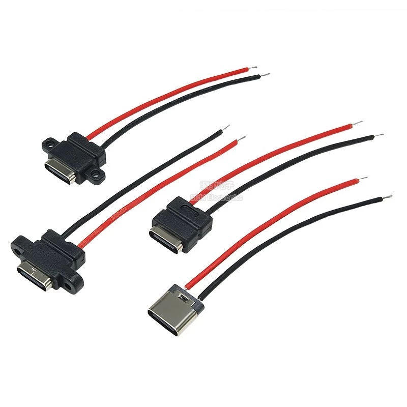 TYPE-C 2P ที่ยึดหญิงพร้อมลวดลวดเชื่อม TYPE กันน้ําแนวตั้งหูผู้ถือจุดบัดกรี USB หญิงหัว