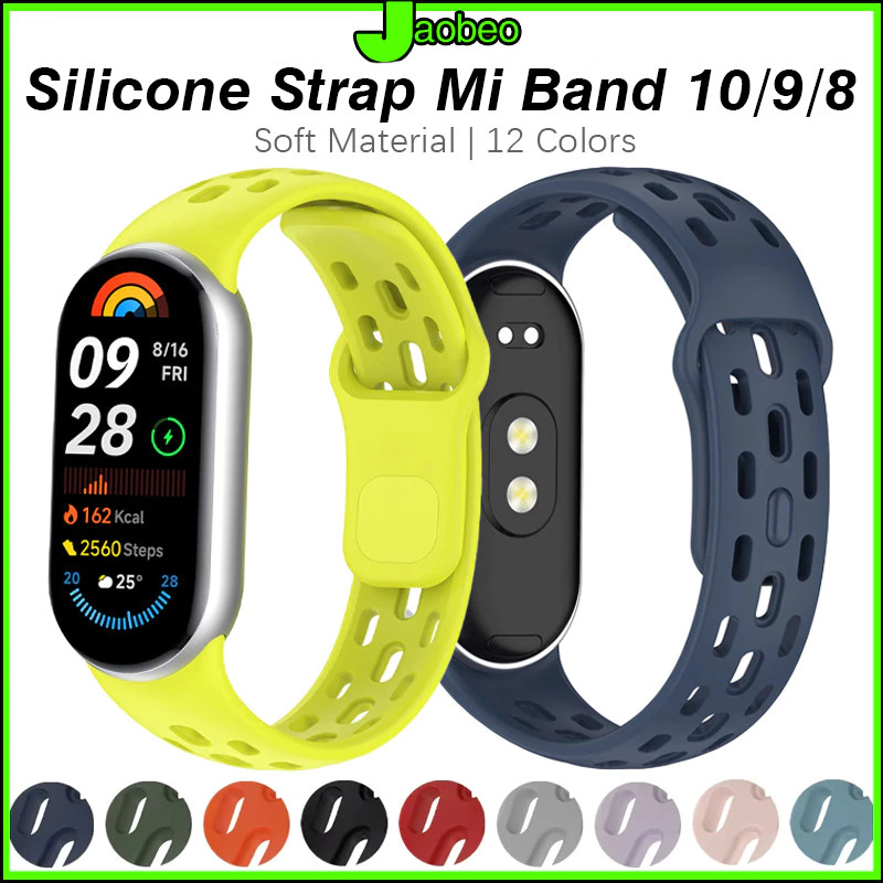 สายซิลิโคนกีฬาอ่อน for Mi Band 10 9 8 สมาร์ทว็อช มีให้เลือกหลายสี แถนยางเปลี่ยน for Xiaomi Smart Band 10 9 8 NFC