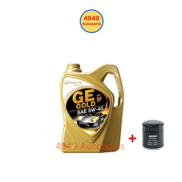 Bangchak บางจาก น้ำมันเครื่อง เบนซิน สังเคราะห์แท้ GE GOLD 5W-40 5W40 4L.