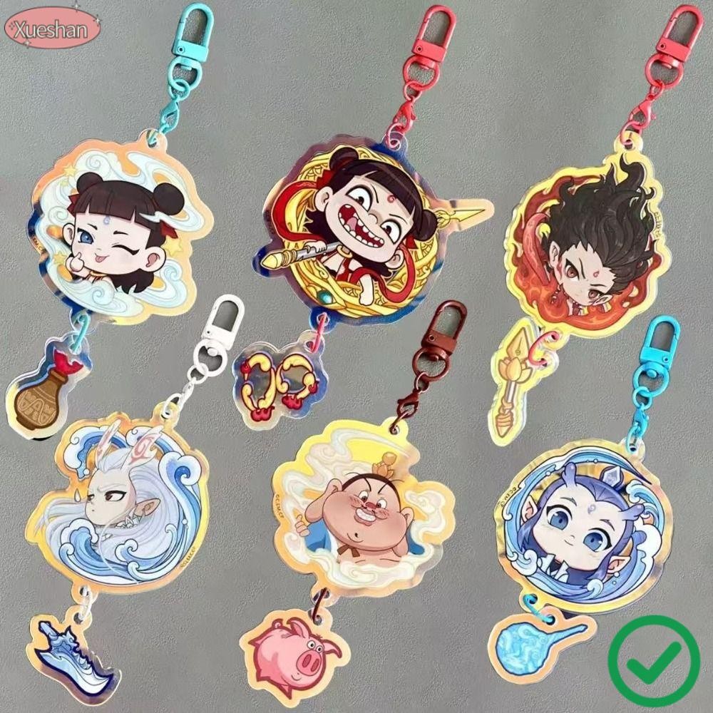 XUESHAN จี้การ์ตูน Nezha, Nezha 2: The Demon Child Sea Rebellion Bag Accessories Nezha 2 พวงกุญแจ, แ