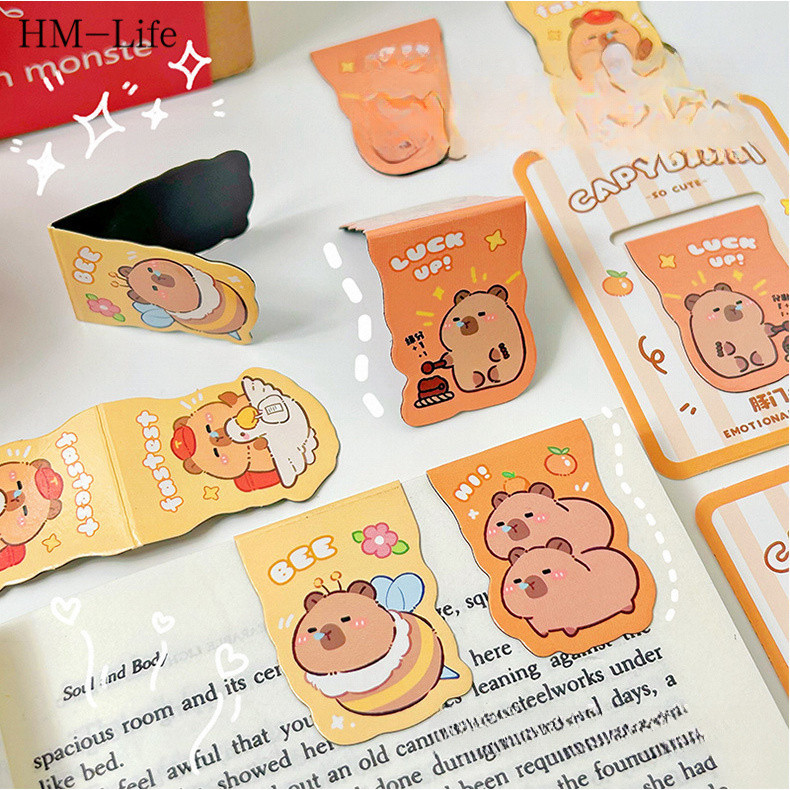 🔥(พร้อมส่ง) ที่คั่นหนังสือแม่เหล็ก ที่คั่นหนังสือแม่เหล็กที่มีลวดลาย Capibala ของขวัญการ์ตูน ดูดีขึ้น G3506