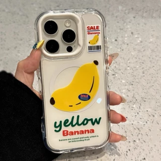 Magnetic Banana Bracket เคสโทรศัพท์สําหรับ iPhone 17 Pro Max 16 Plus 15 14 13 กันกระแทกป้องกันปลอก