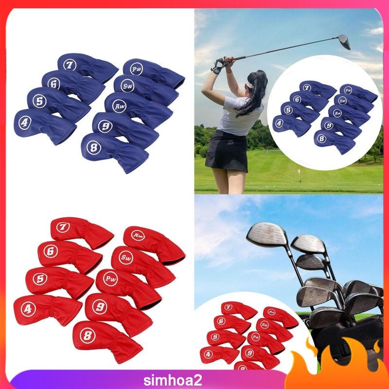 [Simhoa2] 9x Golf Club Covers Club Headcovers นุ่มสบายกันน้ําออกง่ายทําความสะอาดง่ายแบบพกพา Protecto
