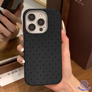 เคสไอโฟน 11แฟชั่นลายจุดสีดำลายจุดหนังพื้นผิวนุ่ม สำหรับ IPhone 11 17 16 15 13 14 12 Pro Max 16 7 8 15 Plus SEปีใหม่ 2026