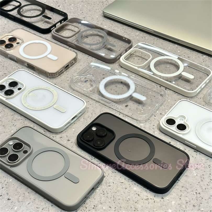 เคสแม่เหล็กเข้ากันได้สําหรับiPhone 11 12 13 16 15 14 Plus Pro 16E mini Max Xs Max Xs X 7 8 Plus SE2020 Simpleสีทึบฝาครอบโทรศัพท์