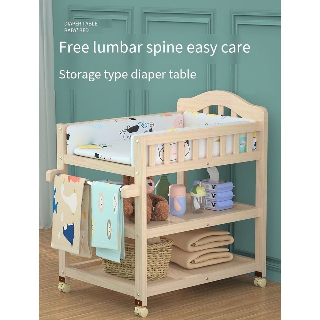 ไม้เนื้อแข็ง 0-2 ปีโต๊ะเปลี่ยนผ้าอ้อมทารกแรกเกิดมัลติฟังก์ชั่นเปลี่ยนโต๊ะพยาบาล bebeplay โต๊ะเปลี่ยน