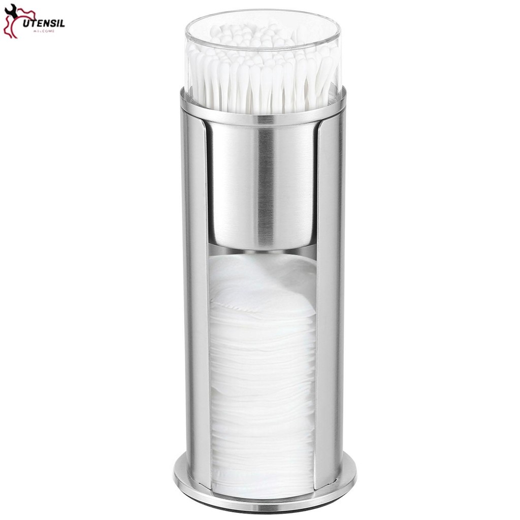 แต่งหน้า Qtip Pad Dispenser Cotton Bud Holder สแตนเลส Cotton Bud Organizer SHOPSBC4035