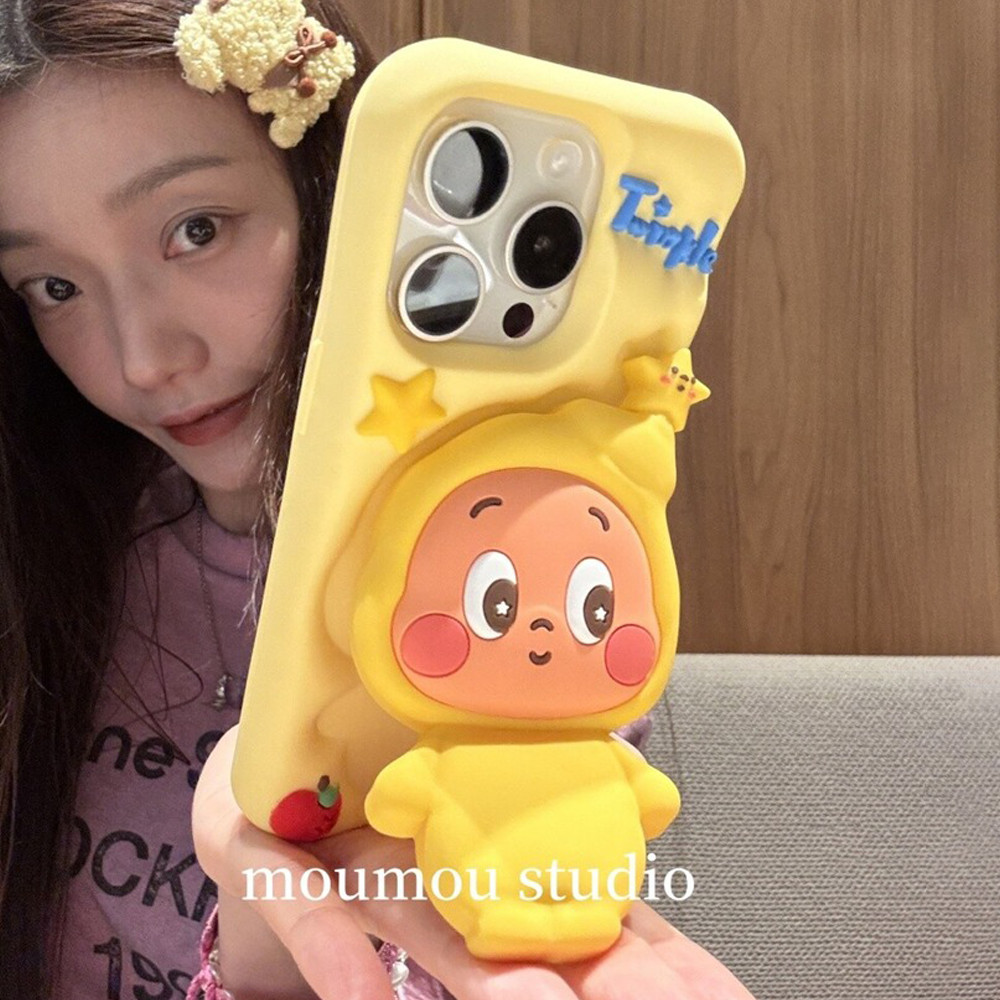 ปลอก Iphone 14 Pro Max เคสซิลิโคนแบบนุ่มน่ารัก Pop Mart Twinkle ที่วางโทรศัพท์แบบพับได้เคส Iphone 14 Full Body เคสกันกระแทกสําหรับ iPhone 16 15 14 13 12 Pro Max