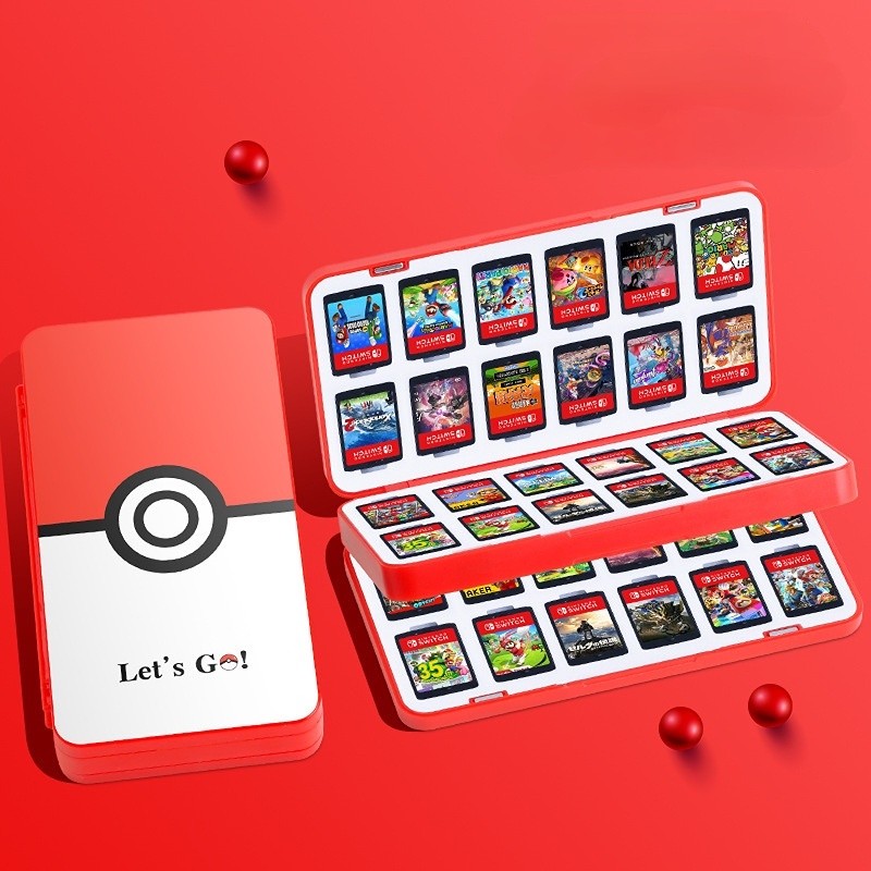 เหมาะสําหรับ Nintendo Switch2 และ Switch OLED/Lite 48 in 1 กล่องเก็บเกม Pokémon Mario Theme