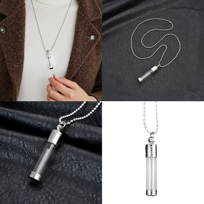 สร้อยคอ Vial นํากลับมาใช้ใหม่ได้ซ้ายพร้อมหมวกป้องกันการรั่วไหลเครื่องประดับน้ําหนักเบา