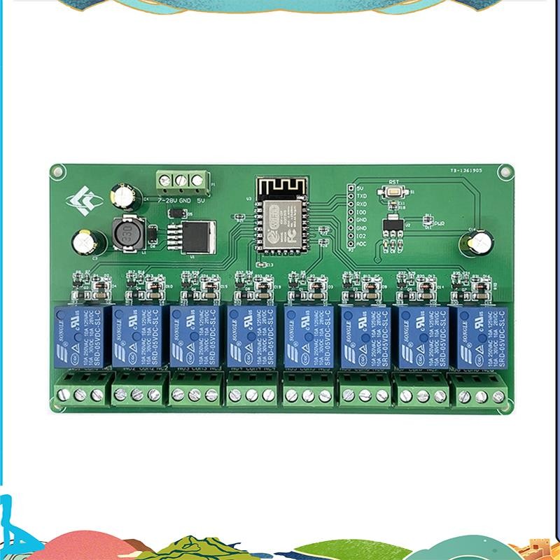8 ช่อง ESP8266 โมดูลรีเลย์ WIFI ไร้สาย ESP-12F บอร์ดพัฒนา DC 5V/7-28V E- APP รีโมทคอนโทรล