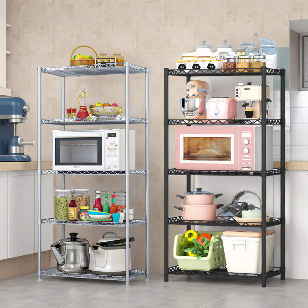 Adjustable Microwave Stand Steel Kitchen Shelf RackSpace Saving Appliance Organizer