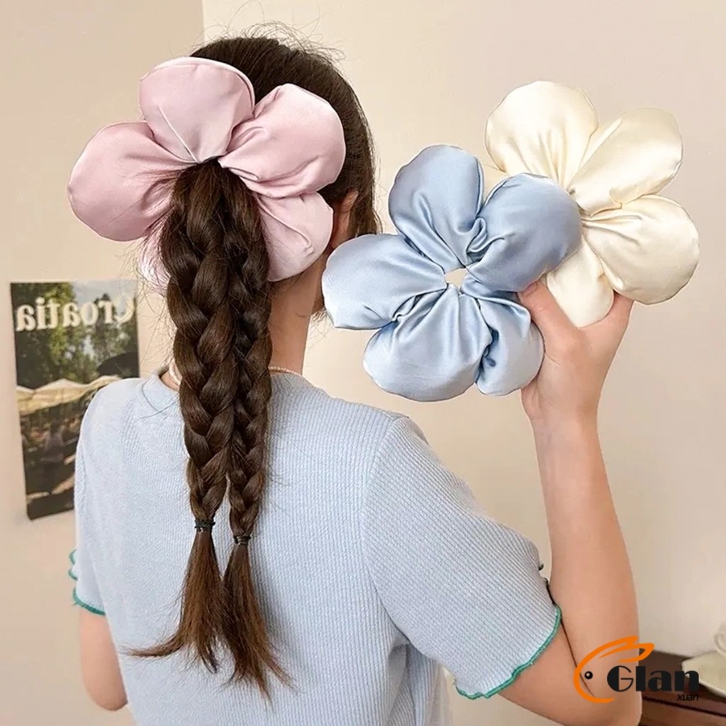 Glanxuan ลายดอกไม้แฟชั่น ยางแต่งผมขนาดใหญ่ ยางรัดผมหางม้า ดอกไม้สามมิติ แฟชั่นเกาหลี hair band - รูปที่ 2