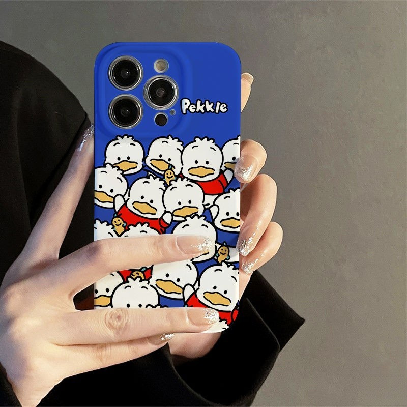 เป็ดแบบเต็มหน้าจอสนุกการ์ตูนโทรศัพท์มือถืออินเทรนด์เคสแข็งเหมาะสําหรับiPhone 15Pro XS 12Promax 13Pro