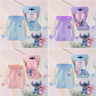 PINKเสื้อกันหนาวเด็ก มีฮู้ดกระต่าย แบบหนา ขนมิ้น กระเป๋าหน้า ลายน่ารัก 5869