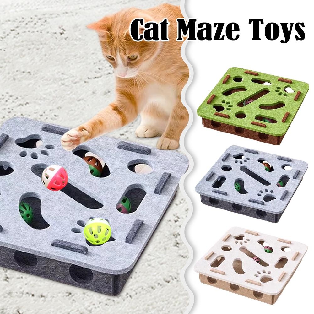 Interactive Cat Puzzle Plaything Puzzle Felt Box สําหรับแมวในร่มลูกแมวเครื่องมือฝึกจิต Y0p5