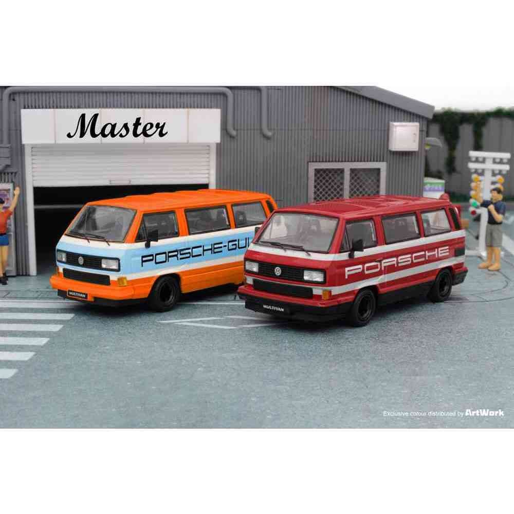 Ready Stock Master 1: 64 Porsche B32+Volkswagen T3 Mateway Van Bay Oil Alloy Model