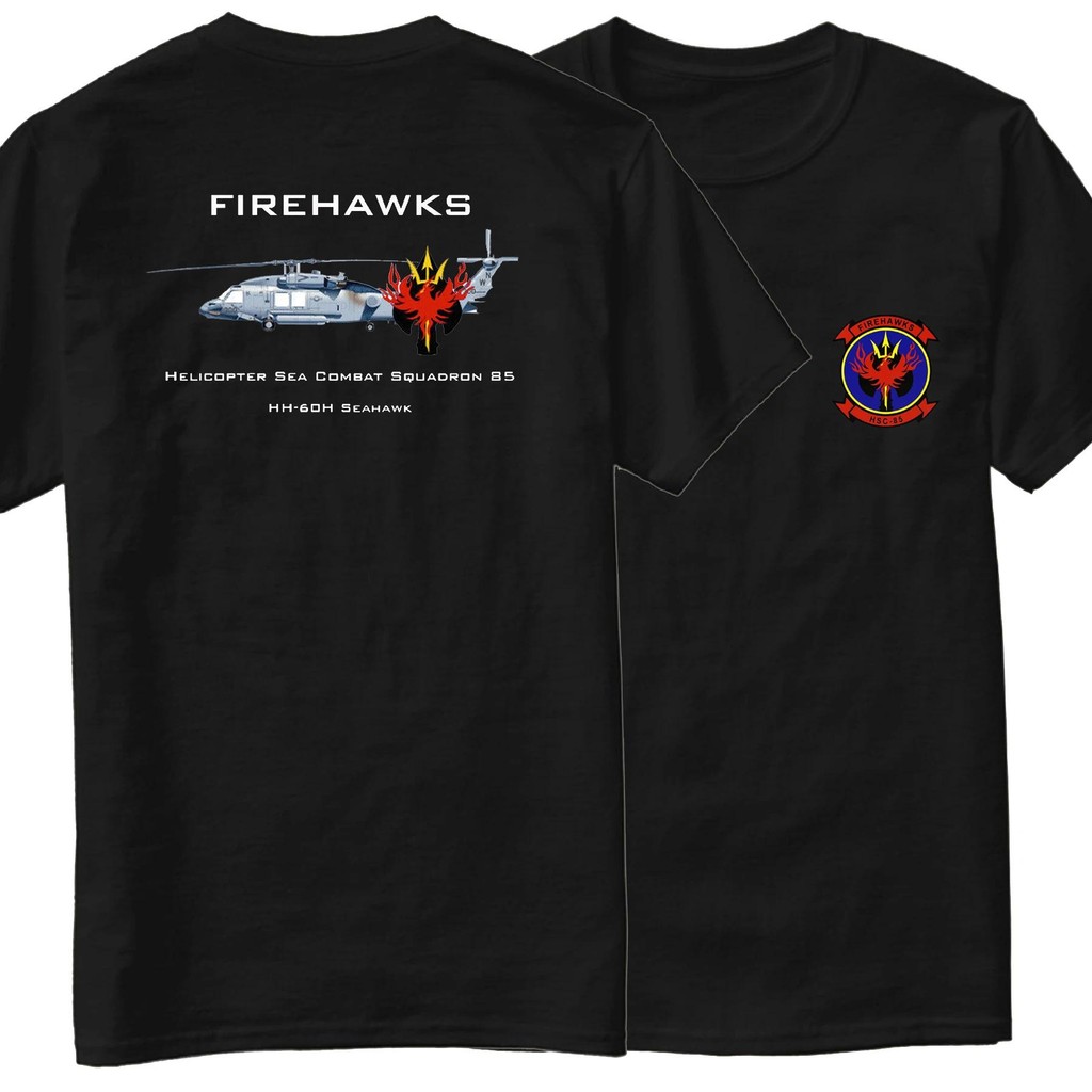 COD HSC-85 Firehawks ฝูงบิน MH-60S Seahawk เฮลิคอปเตอร์เสื้อยืดแขนสั้น Casual 100% Cotton O-Neck Men