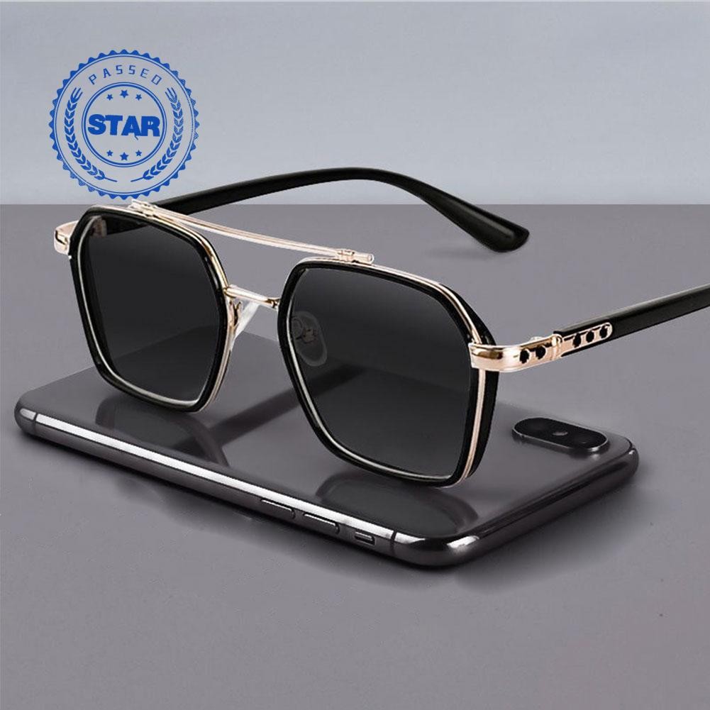 Double Beam Retro Gentleman หล่อสไตล์แว่นตากันแดดผู้ชายแว่นตาขับรถ T6u8