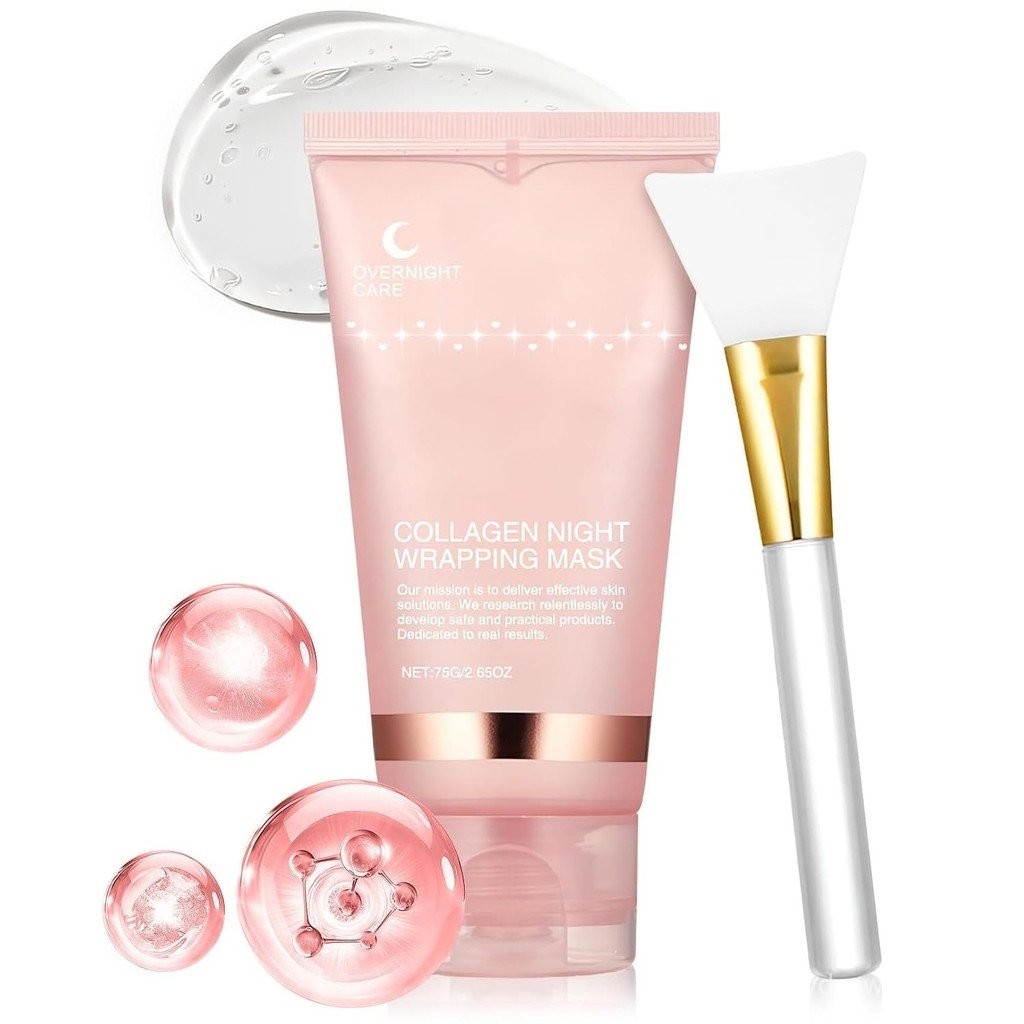 Collagen Overnight Wrapping Peel Off Face Mask มาส์กหน้าคอลลาเจน Overnight-Deep Hydration Care, ลดคว