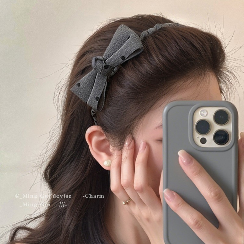 ที่คาดผมลายจุดโบว์สำหรับผู้หญิง แบบหัวโล้น สบายในการสวมใส่ทุกวัน มาพร้อมระบบป้องกันการเลื่อนและทำความสะอาดได้ง่าย - รูปที่ 3