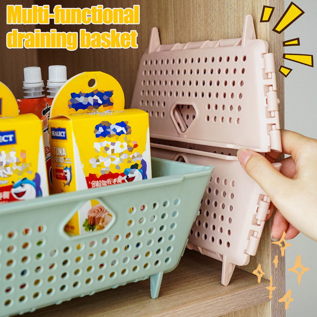 ตะกร้าครัวพับได้สไตล์มินิมอล 1-5 ชิ้น | อุปกรณ์จัดเก็บพลาสติกที่ทนทานพร้อมรูท่อระบายน้ํา, การออกแบบประหยัดพื้นที่สําหรับอ่างล้างจานและเคาน์เตอร์