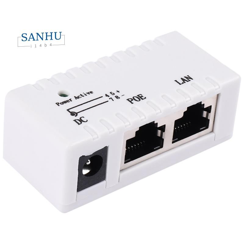 Poe Splitter Poe หัวฉีด Rj45 Dc 5.5 มม.x 2.1 มม.อินพุต Passive Poe หัวฉีดอะแดปเตอร์แยกสําหรับ Ip กล้องเครือข่าย (สีขาว)