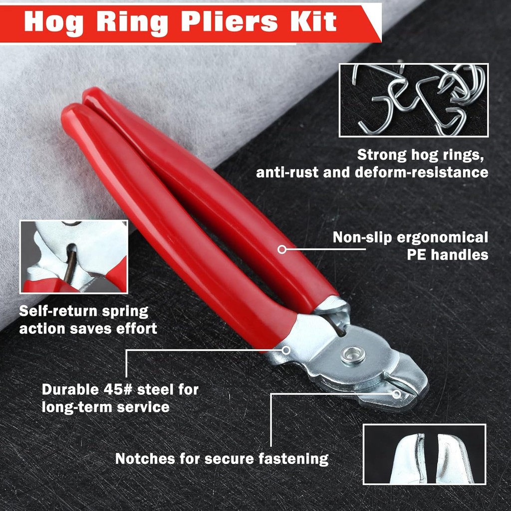 500 ชิ้น Hog แหวนคีมชุด, 3/4" 1/2 "3/8" แหวนคีมมุม, มืออาชีพเบาะติดตั้งชุดสําหรับกรงสัตว์เลี้ยง,ฟัน,