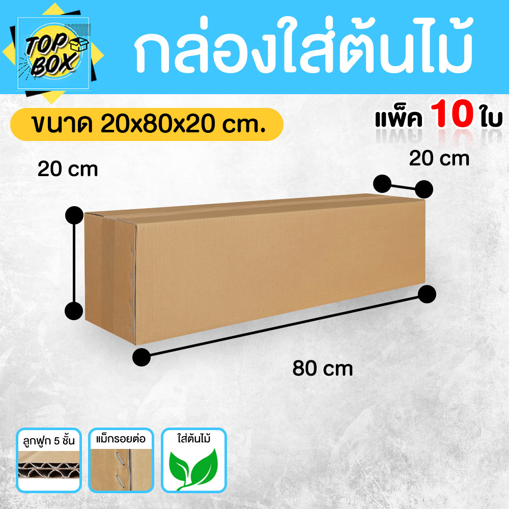 กล่องลูกฟูก 5 ชั้น 20.00x80.00x20.00cm (กล่องใส่ต้นไม้) (แพ็ค 10)