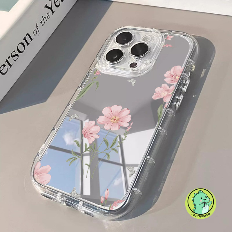 ถุงลมนิรภัยกระจกเคสโทรศัพท์สําหรับ Huawei Pura 80 70 P60 P50 P50E P40 P30 Ultra Lite Mate 70 60 50 50E 40 40E 30 30E 20 Pro Plus ฝาครอบน่ารักผีเสื้อดอกไม้ Simple Clear ปลอก