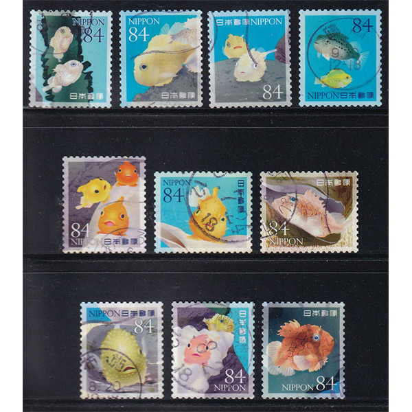 ชุดแสตมป์ไปรษณีย์ญี่ปุ่น 10 ชิ้น - สัตว์ทะเล พี.8 | ญี่ปุ่น - Sea Creatures Series Vol.8 84yen 2024 
