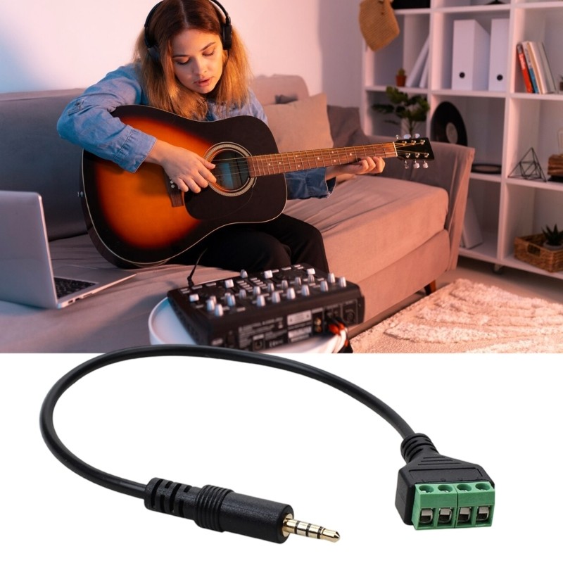 Doublebuy Gold Plateds 3 5mm TRRS Male Jacks to 4 Screw Terminals Adapters Cable 30cm Stereo Sound