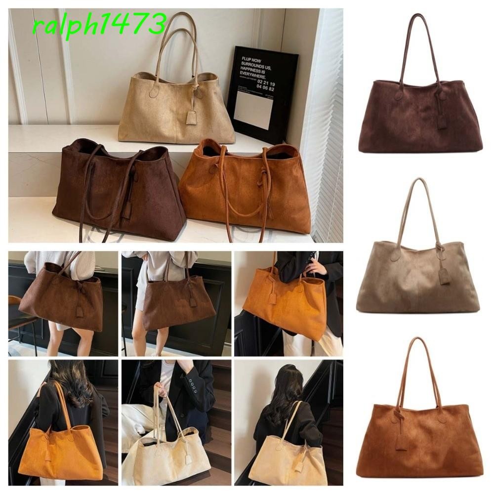RALPH Suede Handbag, Suede Bucket Bag กระเป๋าสะพายหนังกลับ
