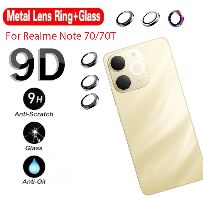 ป้องกันหน้าจอสําหรับRealme Note 70T Note70T Note70 60 60x Narzo N61 5G 4Gตําแหน่งโลหะกล้องกลับเลนส์กระจกนิรภัยป้องกันรอยขีดข่วนแหวนฝาครอบFi