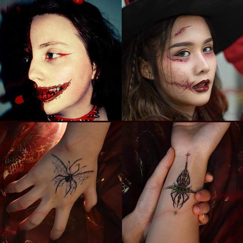 Temporary Halloween Terror Wound Tattoo กันน้ํา เหมือนเลือด สำหรับหน้าและมือ