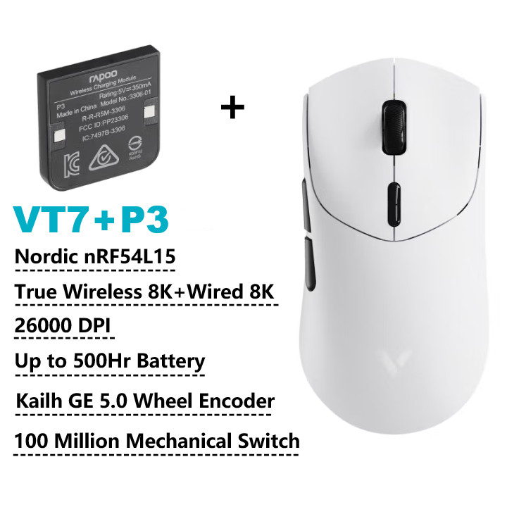Rapoo VT7 MAX Wireless Esports Gaming Mouse True 8K PAW3950 Ultimate Wireless Polling Rate Lightweig