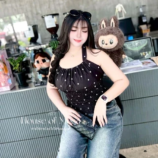 Plussize อก 38-58 นิ้ว เสื้อคล้องคอ Polkadot socute
