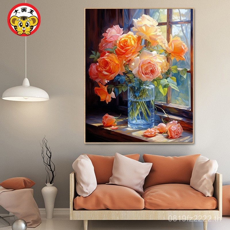 Digital Original Rose diy ภาพวาดแขวนภาพวาด King ดอกไม้ภาพวาดตกแต่งรูปแบบมูลค่าสูงขายส่งภาพวาดสีน้ําม