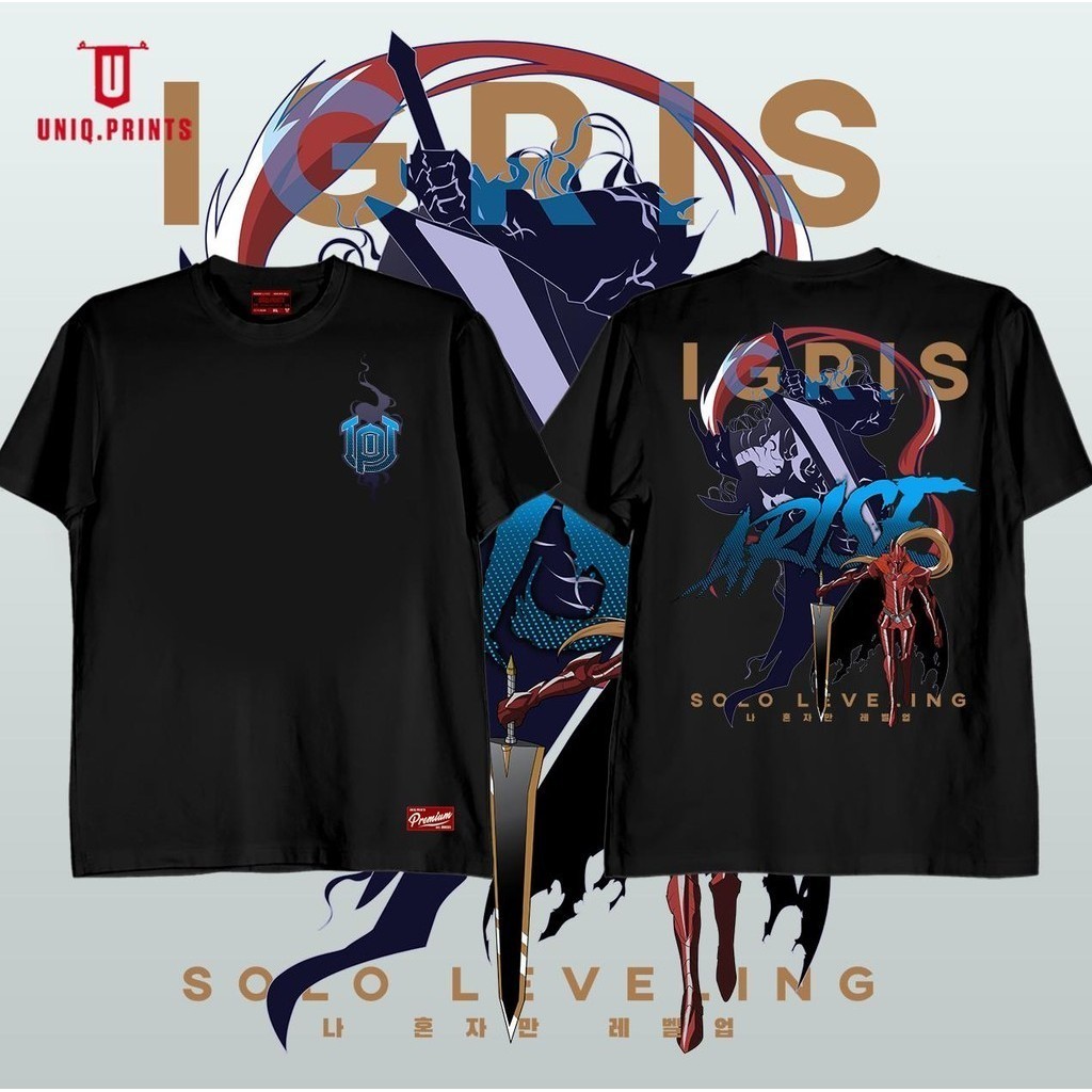 2025 UNIQ.PRINTS SOLO LEVELING IGRIS GRAPHIC COTTON TSHIRT สําหรับผู้ชายและผู้หญิง