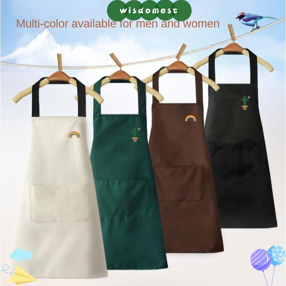 WISDOMEST Kitchen Smock, ผ้ากันเปื้อน PVC แขนกุด, กันน้ํามันกันน้ําสามารถเช็ดมือเล็บ Art Cafe Workwear