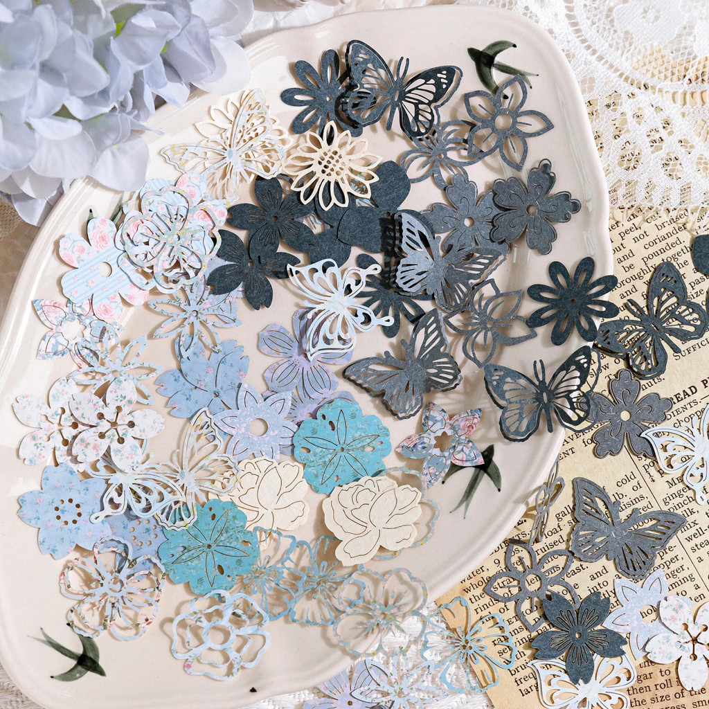 Journal GO 50pcs Encounter Garden Collection วัสดุแพ็ค DIY Collage Journal Notebook Scrapbooking diy Hallow Out วัสดุ
