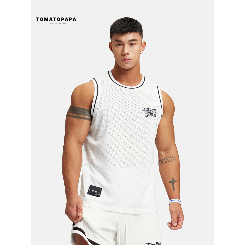TOMATOPAPA Original Micro-Mesh Breathable กีฬาแขนกุด สำหรับฤดูร้อน เหมาะสำหรับเล่นบาสเกตบอลและฟิตเนส